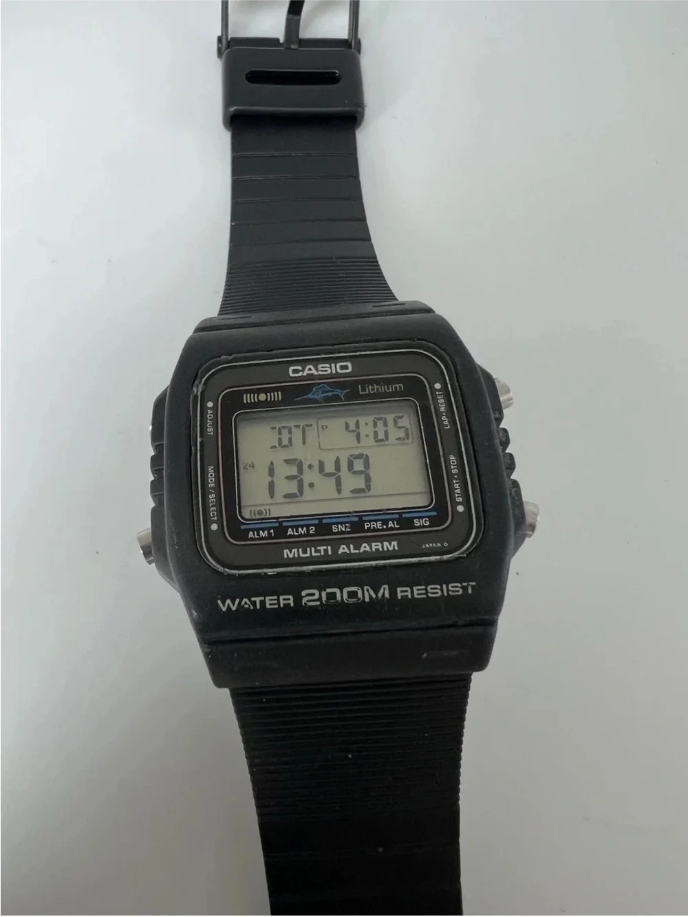 Rare Casio DW-200 marlin Black Digital Multi Alarm Watch